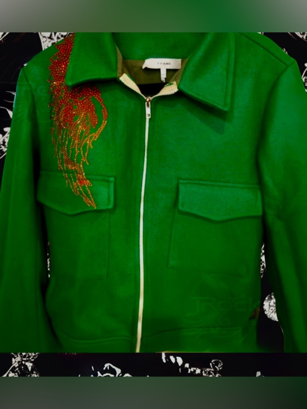 Luxury! FRAME wool Jacket Coat Green. Bulgarian Luxury 1-of-a-kind, ptp 21